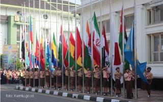 109 Asian African Country Flags Proudly Wave over Bandung's Merdeka Building